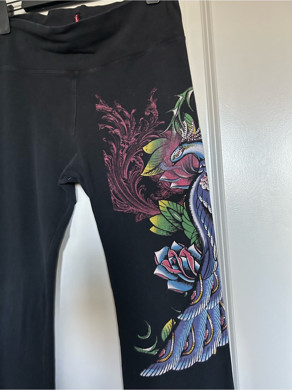 T Party Fashion Y2K Black Leggings with Multicolor Grunge Side detail - Picture 3 of 9